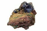 Sparkling Azurite Crystals with Fibrous Malachite - China #247724-1